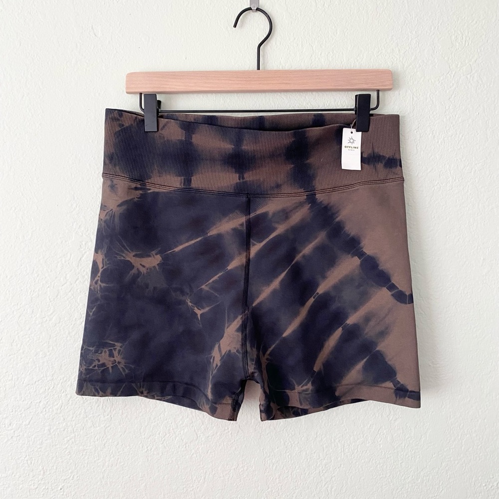 AERIE/OFFLINE Tie Dye Seamless 3” Shortie XXL True Black